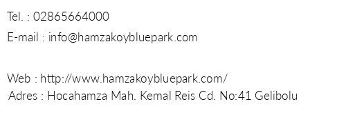 Hamzaky Blue Park Boutique Hotel telefon numaralar, faks, e-mail, posta adresi ve iletiim bilgileri